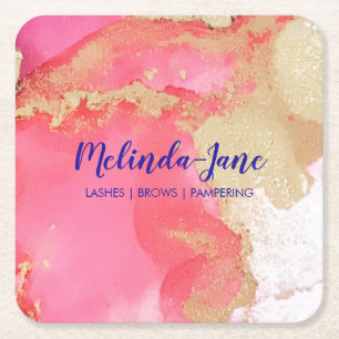 Chic Custom Pink Gold Lila Aquarellblende Rechteckiger Pappuntersetzer