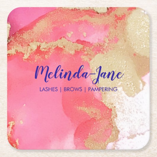 Chic Custom Pink Gold Lila Aquarellblende Rechteckiger Pappuntersetzer (Vorderseite)