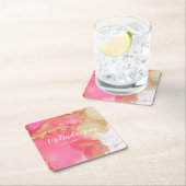 Chic Custom Pink Gold Wasserfarbenlot Rechteckiger Pappuntersetzer (Vor Ort)