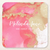 Chic Custom Pink Gold Wasserfarbenlot Rechteckiger Pappuntersetzer (Vorderseite)