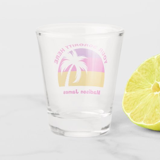 Chic Custom Pink Tropical Beach Niedliche Studenti Schnapsglas (Rückseite)