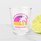 Chic Custom Pink Tropical Beach Niedliche Studenti Schnapsglas (Vorderseite)