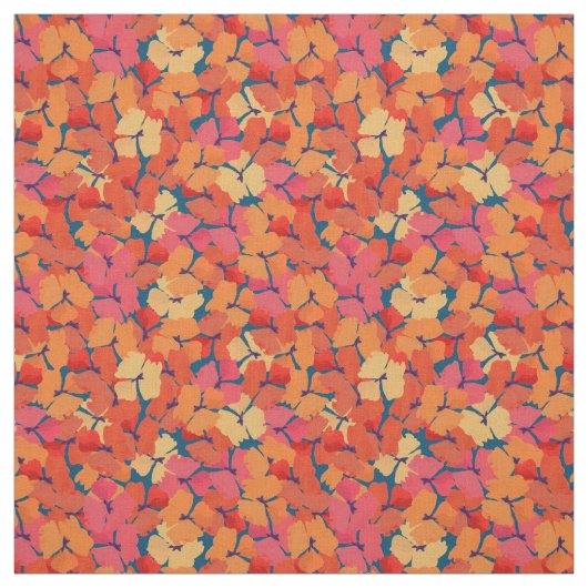 Chic Custom Red Field Poppies auf Deep Blue Fabric Stoff (Muster)