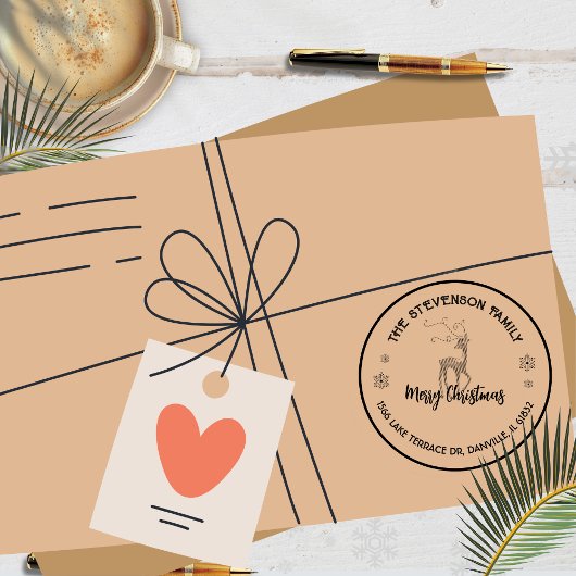 Chic Custom Reindeer Holiday Gruß Briefmarke Gummistempel