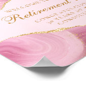 Chic Custom Retirement Party Pink Gold Agate Poster (Ecke)