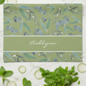 Chic Custom Sage Green Eucalyptus Pattern Geschirrtuch (Gefaltet)