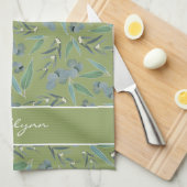 Chic Custom Sage Green Eucalyptus Pattern Geschirrtuch (Viertel Falte)