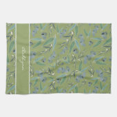 Chic Custom Sage Green Eucalyptus Pattern Geschirrtuch (Horizontal)