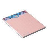 Chic Custom Script Monogram Kariert Jeans Pink Lin Notizblock (angewinkelt)