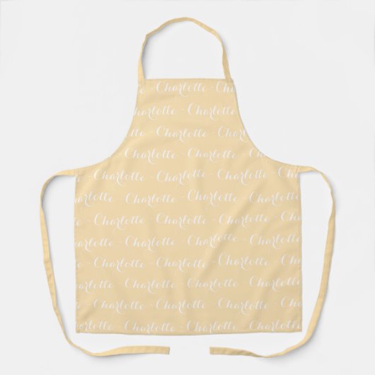 Chic Custom Script peach white pattern Schürzen (Vorderseite)