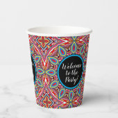 Chic Custom Star Mosaik Kaleidoskop Art Muster Pappbecher (Rückseite)