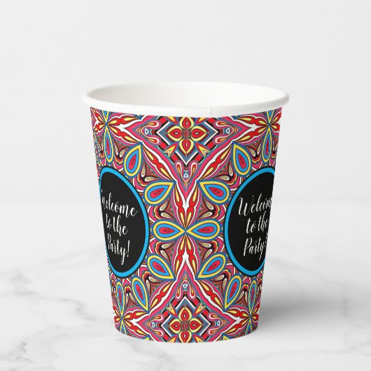 Chic Custom Star Mosaik Kaleidoskop Art Muster Pappbecher (Rechts)