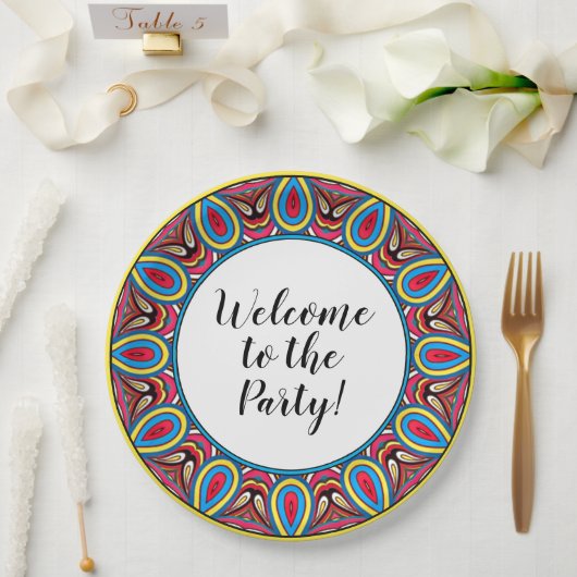 Chic Custom Star Mosaik Kaleidoskop Art Muster Pappteller (Hochzeit)