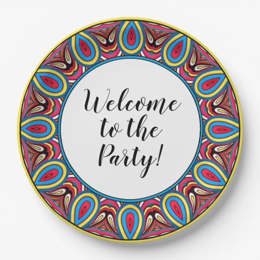 Chic Custom Star Mosaik Kaleidoskop Art Muster Pappteller (Vorderseite)