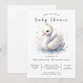 Chic Custom Swan Baby Dusche Einladung (Vorne/Hinten)