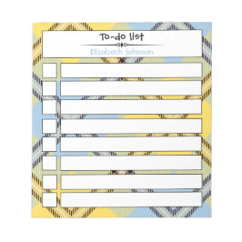 Chic Custom to do List Skriptname Kariert Tartan Notizblock