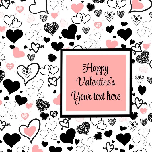 Chic Custom Valentine’s Day Heart Sketch Tableware Serviette