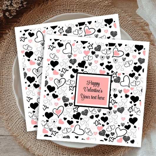 Chic Custom Valentine’s Day Heart Sketch Tableware Serviette