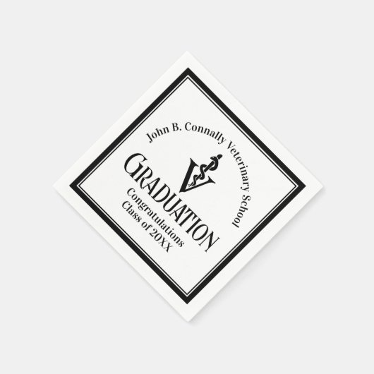 Chic Custom Veterinary School Graduation Party Serviette (Ecke)