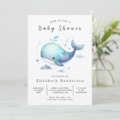 Chic Custom Whale Baby Dusche Einladung (Stehend Vorderseite)