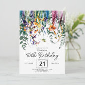Chic Custom Wildblumen 40. Geburtstag Einladung (Stehend Vorderseite)