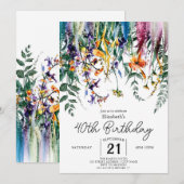 Chic Custom Wildblumen 40. Geburtstag Einladung (Vorne/Hinten)