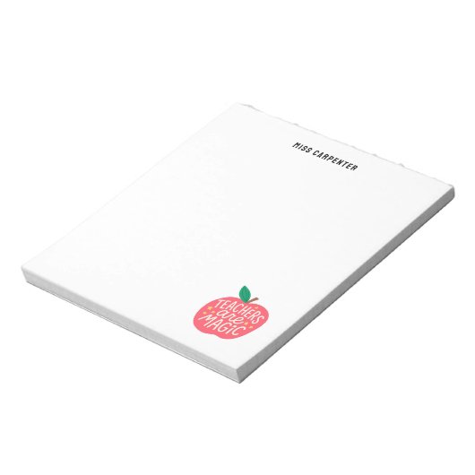 Chic Cute Apple Saying Personalized Teacher Notizblock (Rotiert)