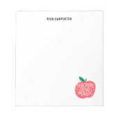 Chic Cute Apple Saying Personalized Teacher Notizblock (Vorderseite)