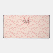 Chic Cute Blush Pink Heart Pattern Monogram Schreibtischunterlage (Vorderseite)