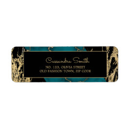 Chic Cyan Marble Gold Foil Paint Texture Geburtsta