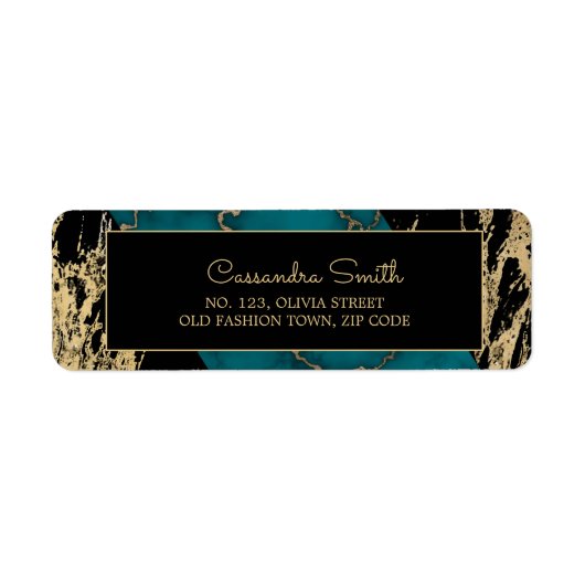 Chic Cyan Marble Gold Foil Paint Texture Geburtsta (Vorne)
