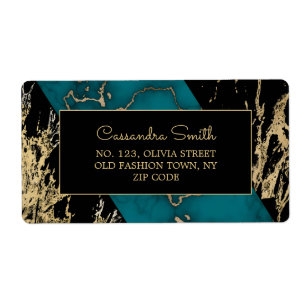 Chic Cyan Marble Gold Foil Paint Texture Geburtsta