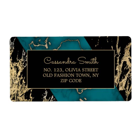 Chic Cyan Marble Gold Foil Paint Texture Geburtsta (Vorne)