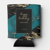 Chic Cyan Marble Gold Foil Paint Texture Geburtsta Dosenkühler (Rückseite)