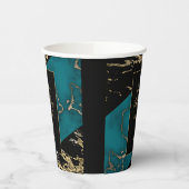 Chic Cyan Marble Gold Foil Paint Texture Geburtsta Pappbecher (Links)