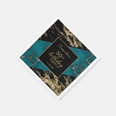 Chic Cyan Marble Gold Foil Paint Texture Geburtsta Serviette (Ecke)