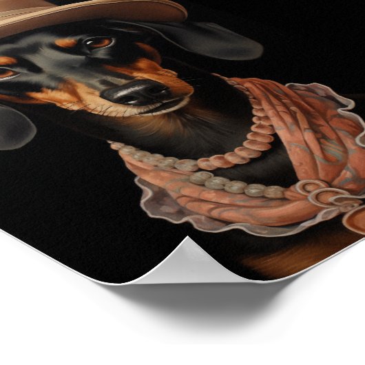 Chic Dackel mit Cremhut Poster (Ecke)