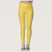Chic Daffodil Yellow, Orange Karo Gingham Pattern Leggings (Vorderseite)