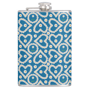 Chic Daisy Chains on Blue, Vinyl verpackte Hip Fla Flachmann