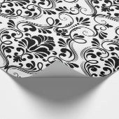 Chic Damask Black & White Wrapping Paper Geschenkpapier (Ecke)