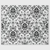 Chic Damask Black & White Wrapping Paper Geschenkpapier (Flach)