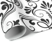 Chic Damask Black & White Wrapping Paper Geschenkpapier (Rolleneckpunkt)