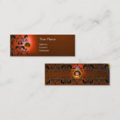 CHIC DAMASK EDMONOGRAMM orange Mini Visitenkarte (Vorne/Hinten)