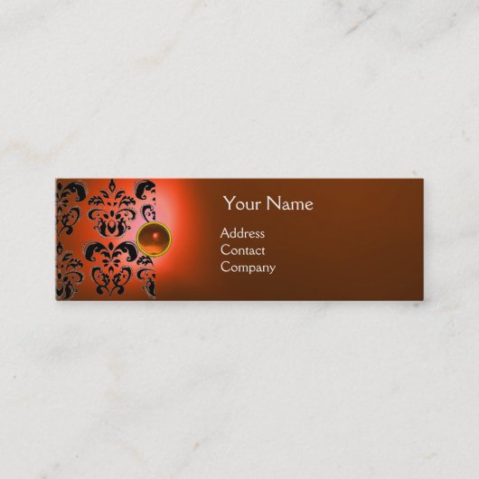 CHIC DAMASK EDMONOGRAMM orange Mini Visitenkarte (Vorderseite)