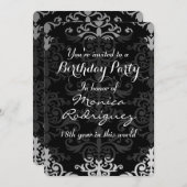 Chic Damask Geburtstag Einladung (Vorne/Hinten)