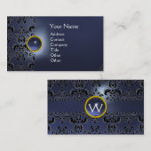 CHIC DAMASK GEM MONOGRAM blau Visitenkarte (Vorne/Hinten)