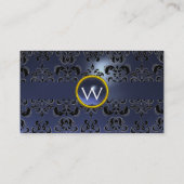 CHIC DAMASK GEM MONOGRAM blau Visitenkarte (Rückseite)