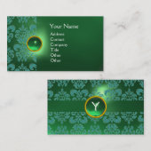 CHIC DAMASK GEM MONOGRAM grün blau Visitenkarte (Vorne/Hinten)
