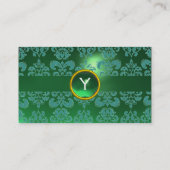 CHIC DAMASK GEM MONOGRAM grün blau Visitenkarte (Rückseite)