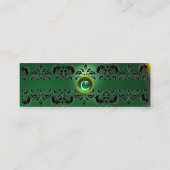 CHIC DAMASK GEM MONOGRAM grün Mini Visitenkarte (Rückseite)